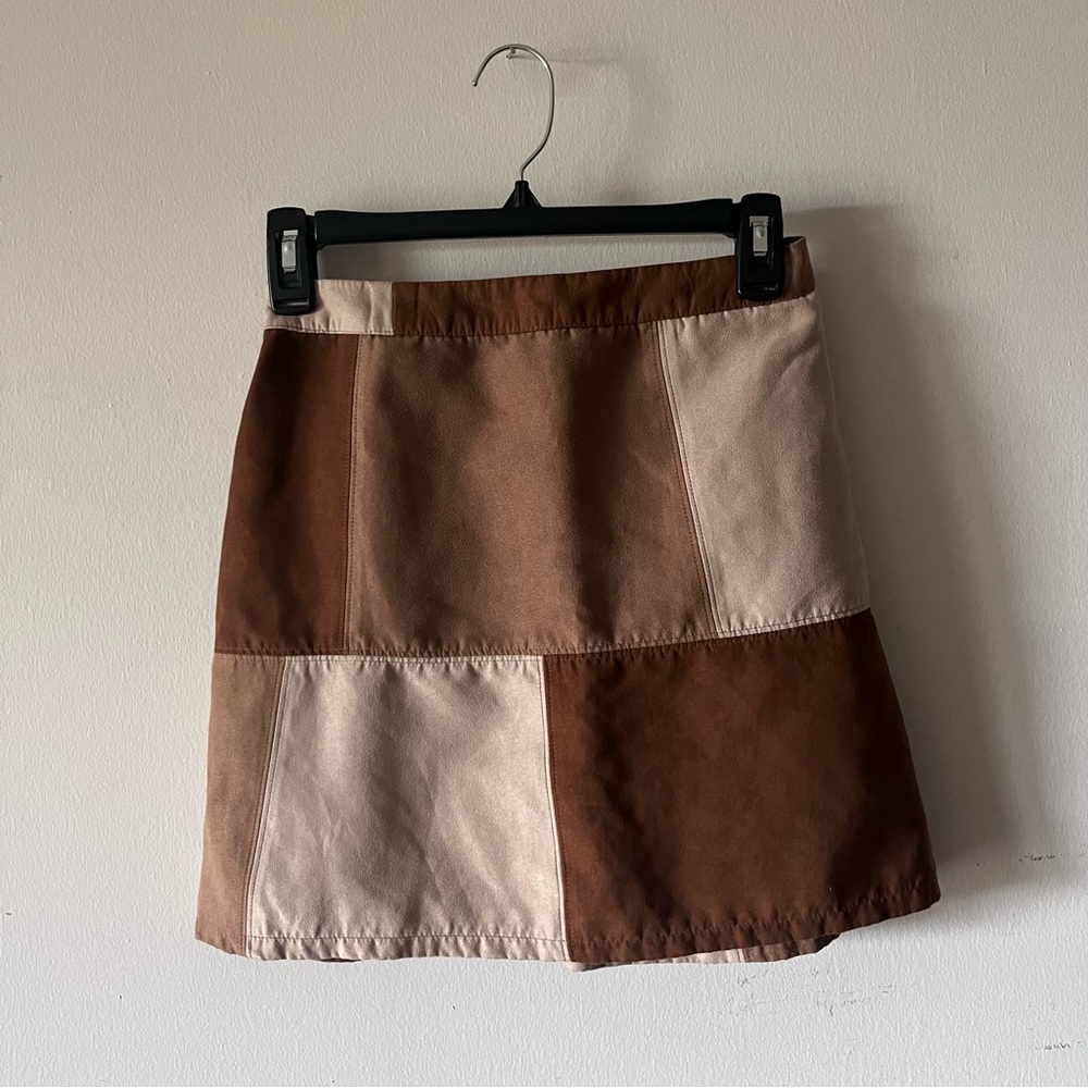 hollister brown suede skirt